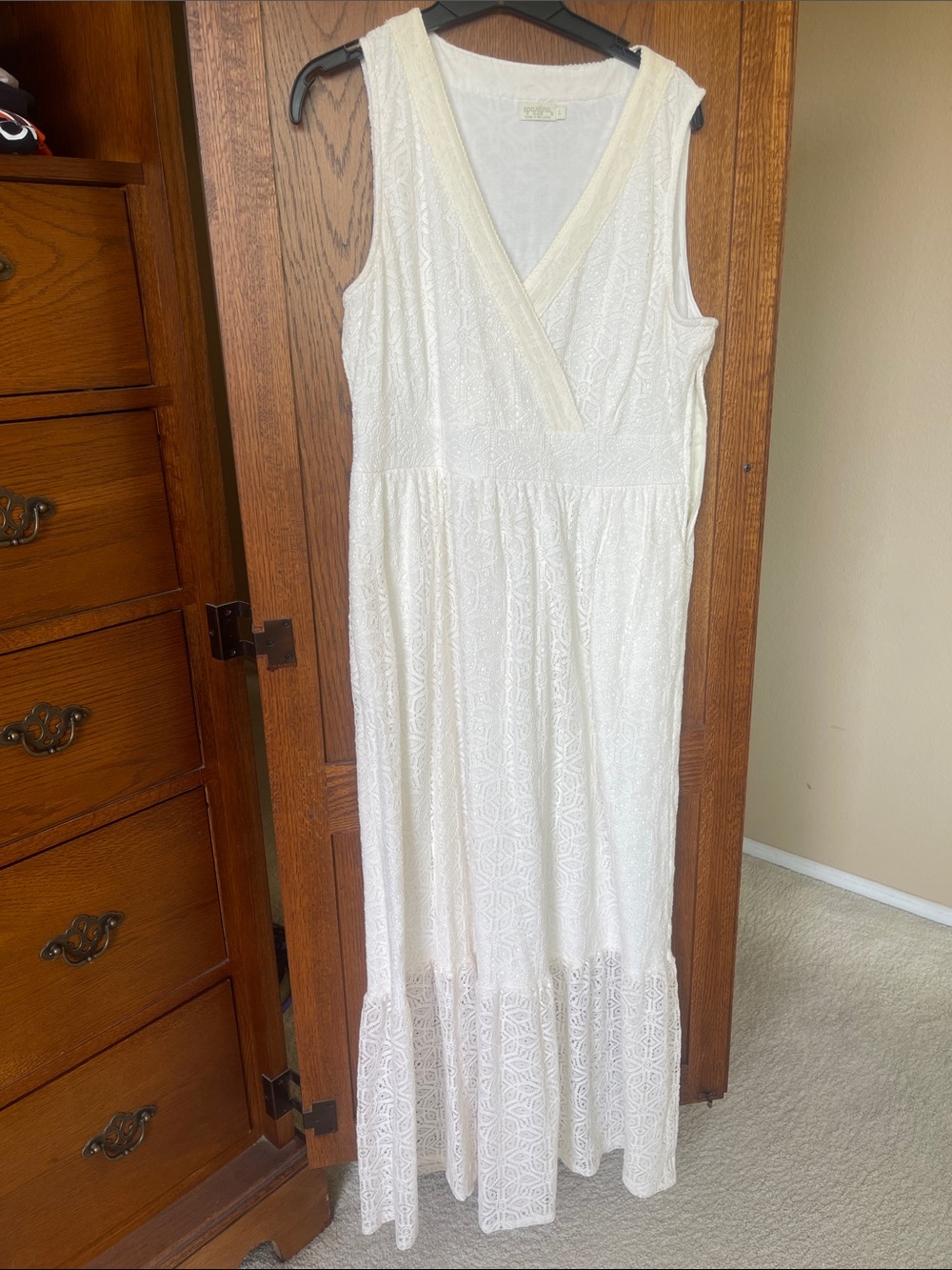 Spartina 449 Ivory Sleeveless Lace Maxi Dress